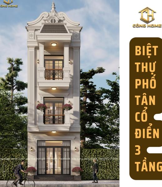 BIỆT THỰ PHỐ 3 TẦNG T&Acirc;N CỔ ĐIỂN 5x20m tại đồng nai 