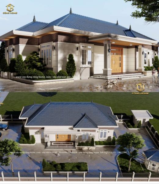 Nh&agrave; vườn m&aacute;i nhật 1 tầng 