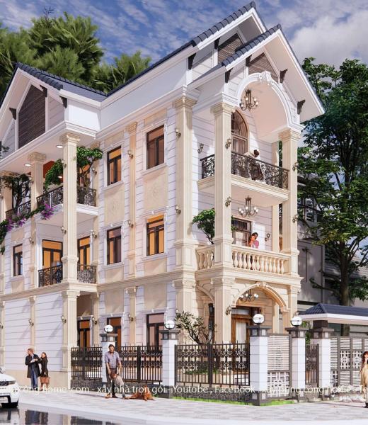 Biệt thự 3 tầng t&acirc;n cổ điển m&aacute;i th&aacute;i tại bầu b&agrave;ng b&igrave;nh dương 