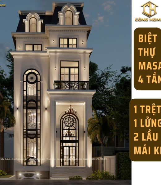 Biệt Thự 4 tầng T&acirc;n Cổ Điển Đẹp Tại  B&igrave;nh Dương 