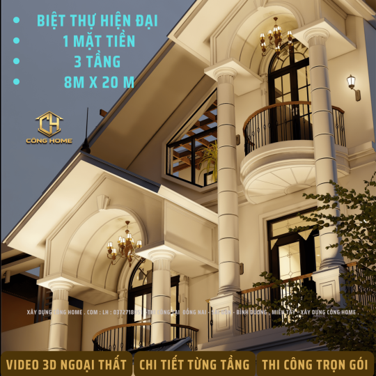 BIỆT THỰ PHỐ M&Aacute;I TH&Aacute;I 3 TẦNG 7.5 x 18 ( m )