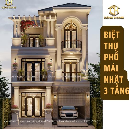 BIỆT THỰ PHỐ M&Aacute;I NHẬT 3 TẦNG THEO PHONG C&Aacute;CH HIỆN ĐẠI 