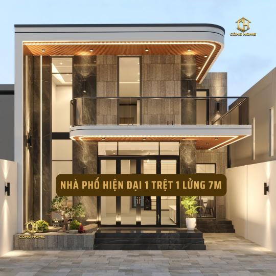 Villa hiện đại 8m 1 trệt 1 lửng 