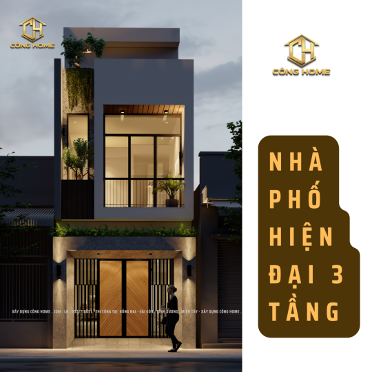 Nh&agrave; phố 3 tầng hiện đại độc đ&aacute;o