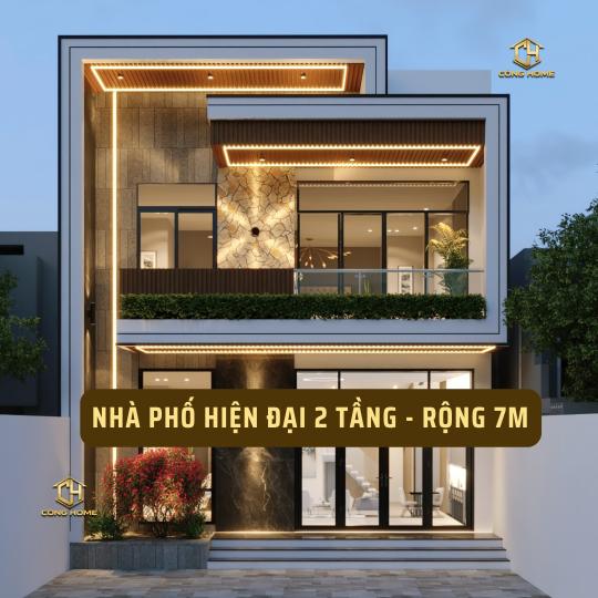 Nh&agrave; phố hiện đại mặt tiền 7m - 2 tầng 