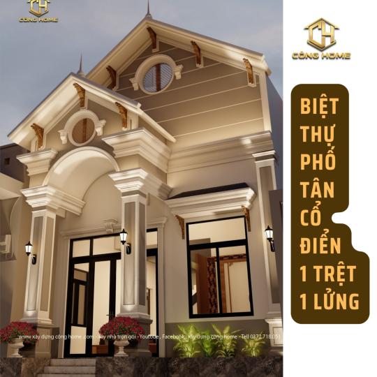 Nh&agrave; phố 1 trệt 1 lửng m&aacute;i th&aacute;i 