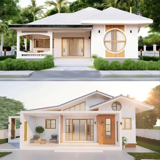 C&aacute;c mẫu nh&agrave; vườn 1 tầng m&aacute;i nhật , m&aacute;i th&aacute;i 
