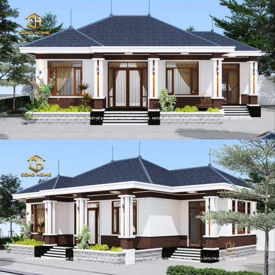 Biệt thự vườn 1 tầng m&aacute;i nhật tại B&igrave;nh Dương 
