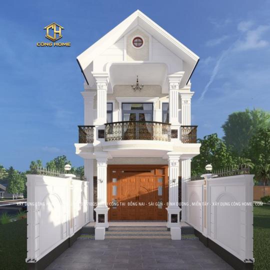 Nh&agrave; phố 2 tầng m&aacute;i th&aacute;i mặt tiền 5m 