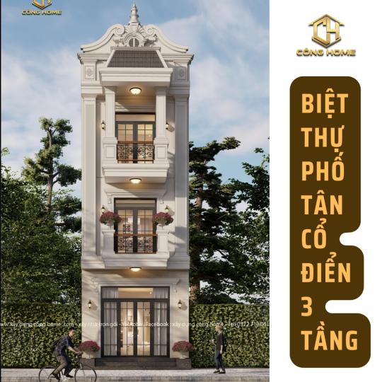 BIỆT THỰ PHỐ 3 TẦNG T&Acirc;N CỔ ĐIỂN 5x20m tại đồng nai 