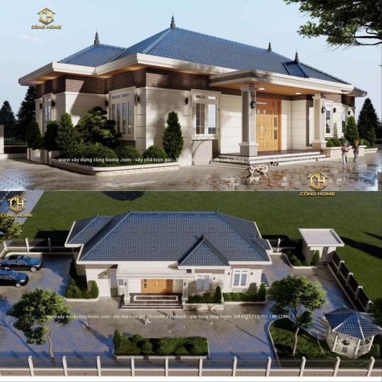 Nh&agrave; vườn m&aacute;i nhật 1 tầng 